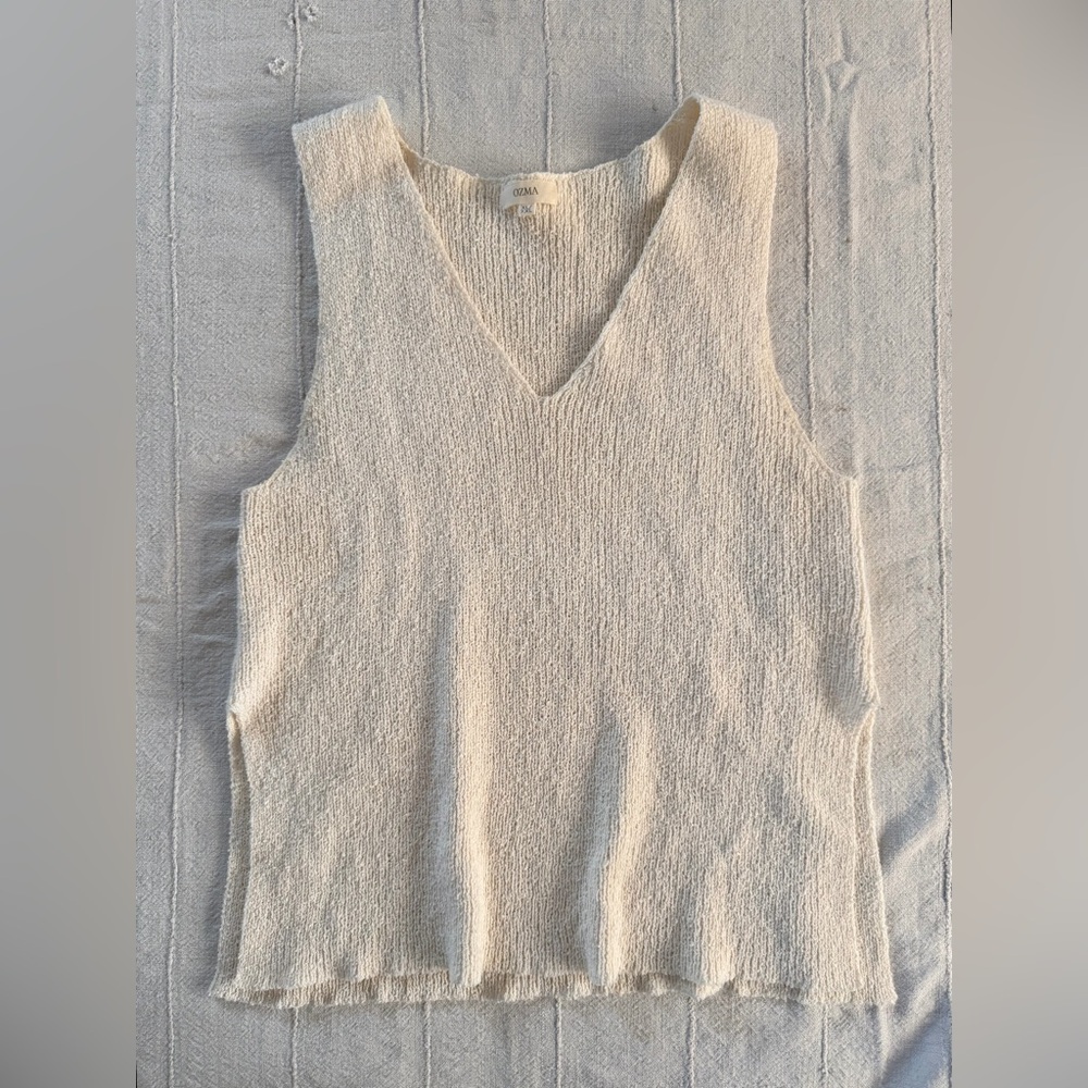 OZMA Cream Textured Sleeveless Top